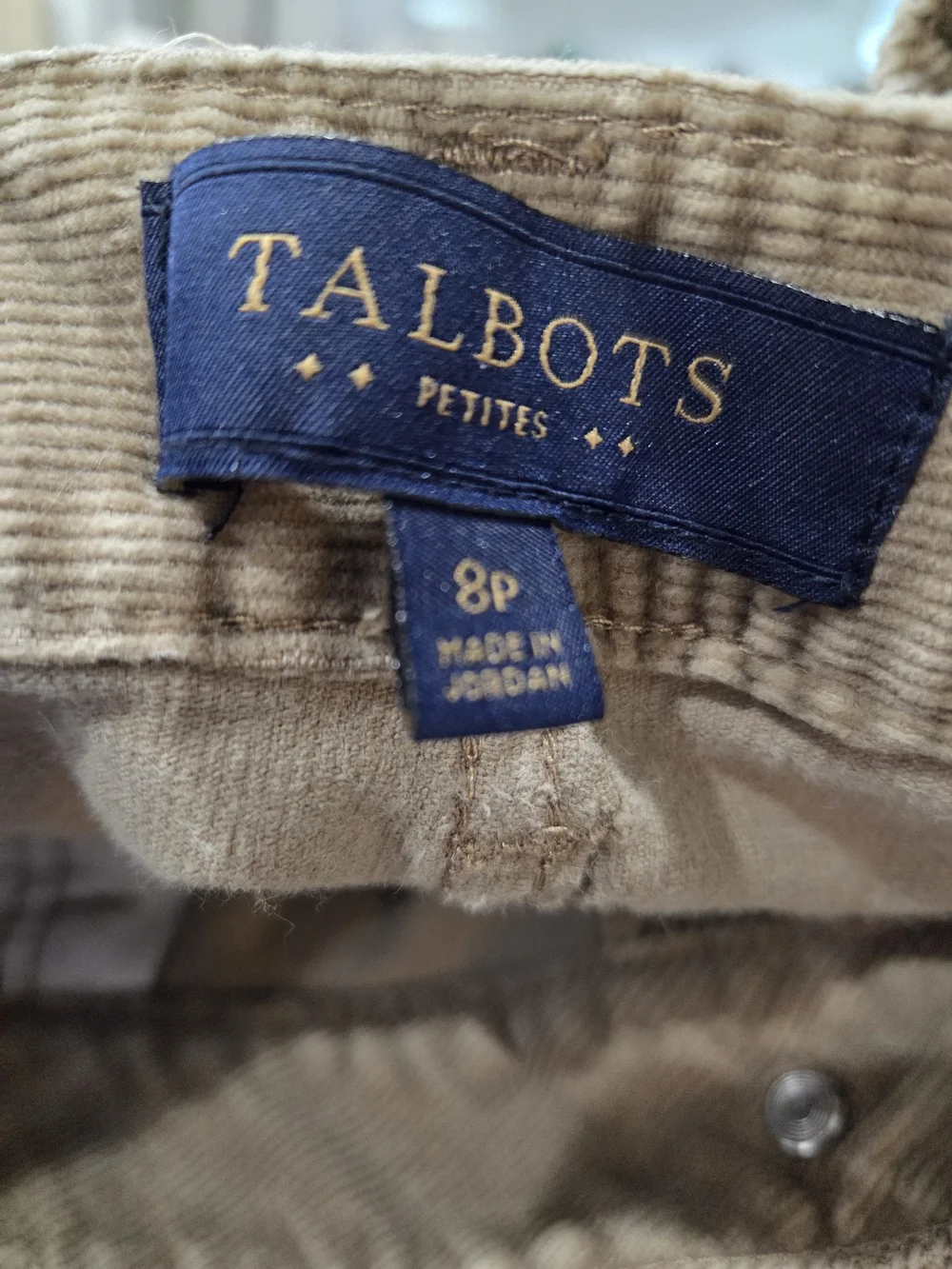 TALBOTS WOMEN'S CURVY CORDUROY PANTS SIZE 8P